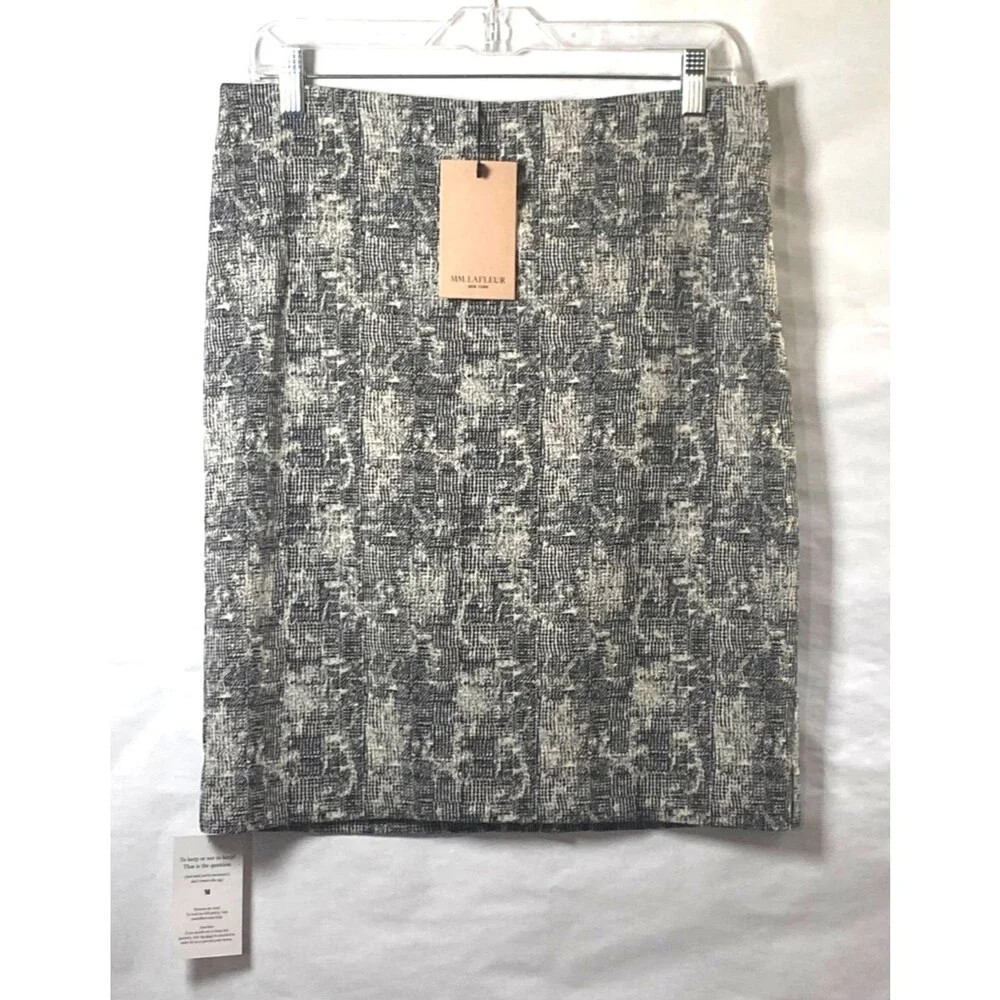 MM LaFleur New York Noho Crackle Pencil Skirt Size 8 Lined Black White NWT
